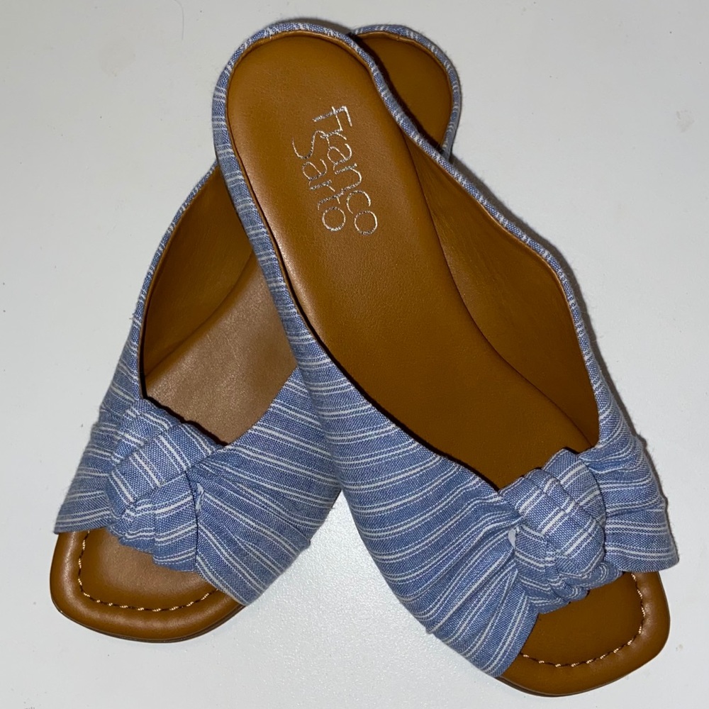 Franco Sarto Ayleen Mule Sandal Blue White Knot